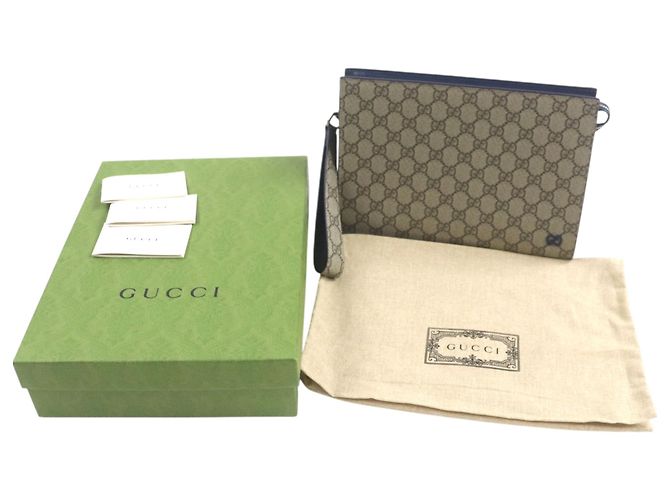 Pouch Gucci Beige Medium Bicolor GG Supreme - vista 12
