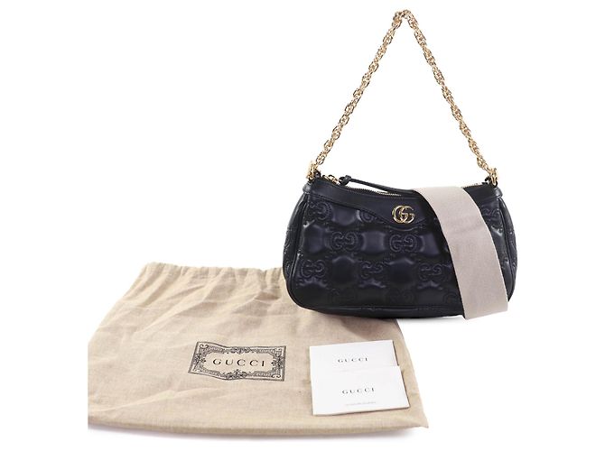 Borsa Satchel Gucci GG Matelassé Piccola in Pelle Nera Nero - vista 11