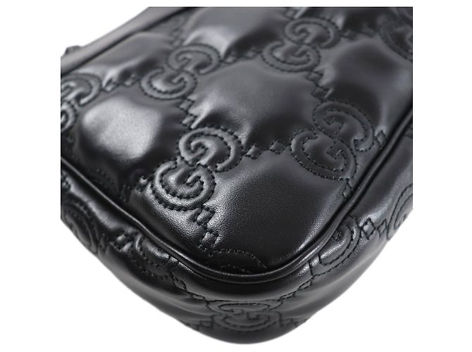 Borsa Satchel Gucci GG Matelassé Piccola in Pelle Nera Nero - vista 9