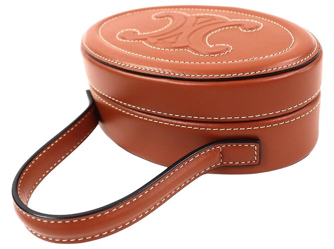 Céline Celine Cuir Triomphe ovale Handtasche aus braunem Kalbsleder - Ansicht 9