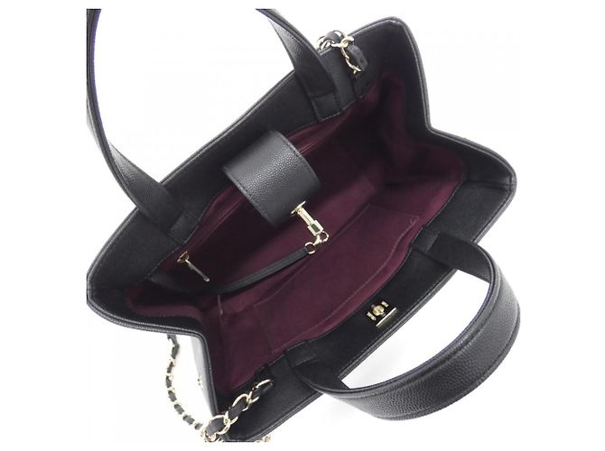 Borsa Chanel 93750 Nera e Bordeaux in pelle di vitello Nero Bordò - vista 8