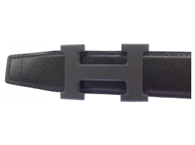 Hermès Hermes H 32mm Wendelgürtel Schwarz Marineblau - Ansicht 2