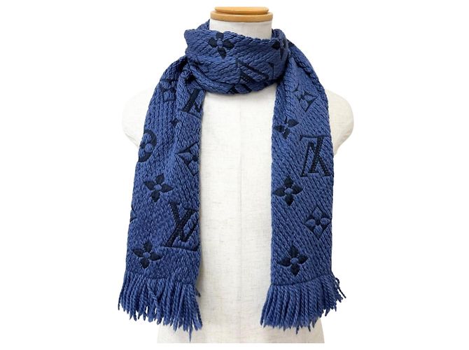 Stola Logomania in lana e seta Louis Vuitton Blu - vista 2