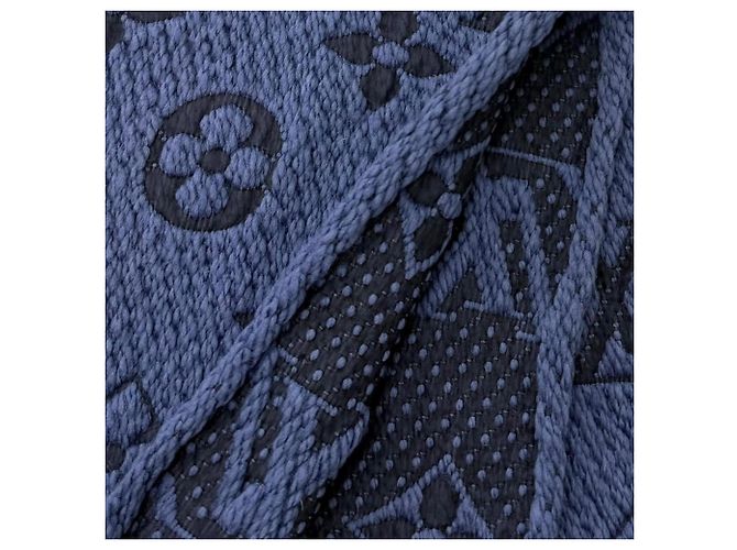 Stola Logomania in lana e seta Louis Vuitton Blu - vista 4