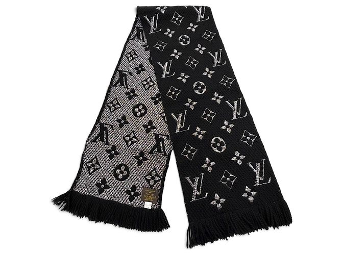 Stola con frange Monogram Louis Vuitton Nero Argento - vista 3