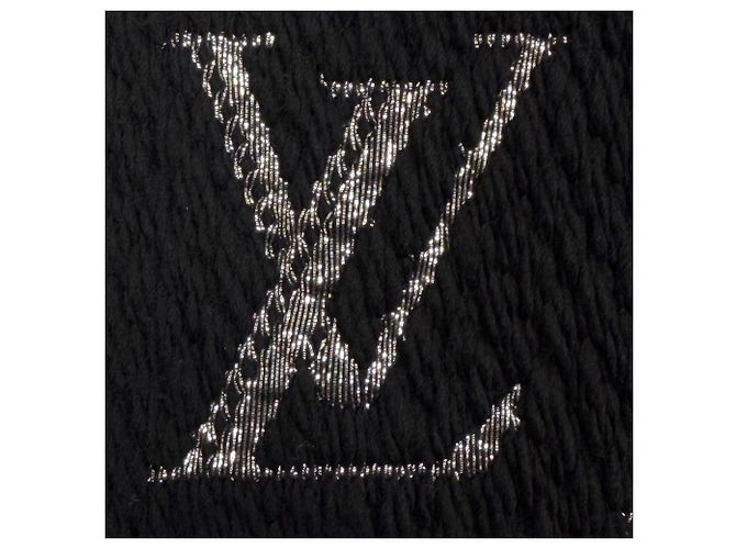 Stola con frange Monogram Louis Vuitton Nero Argento - vista 6