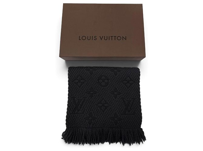 Stola sfrangiata Logomania in lana e seta Anthracite Monogram Louis Vuitton - vista 2