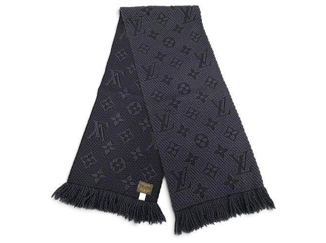 Stola sfrangiata Logomania in lana e seta Anthracite Monogram Louis Vuitton - vista 4