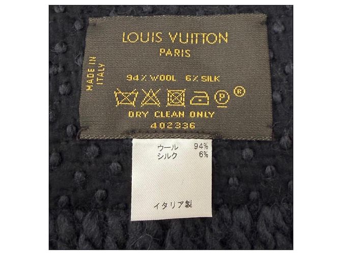 Stola sfrangiata Logomania in lana e seta Anthracite Monogram Louis Vuitton - vista 8