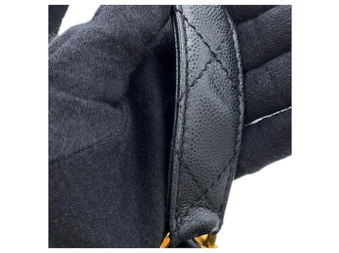 Borsa a mano Chanel nera in vitello grana grossa Nero - vista 12