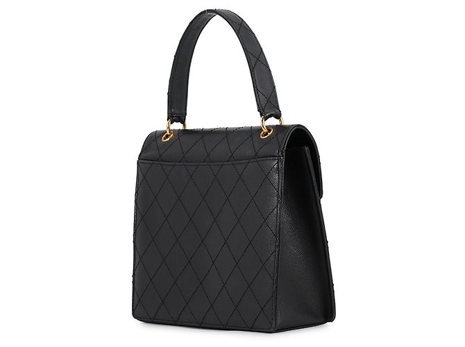 Borsa a mano Chanel nera in vitello grana grossa Nero - vista 2