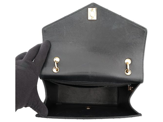Borsa a mano Chanel nera in vitello grana grossa Nero - vista 5