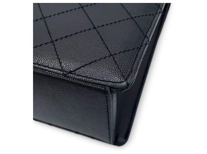 Borsa a mano Chanel nera in vitello grana grossa Nero - vista 7