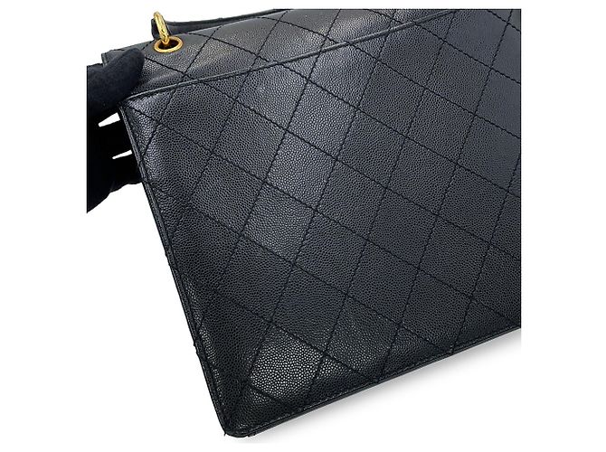 Borsa a mano Chanel nera in vitello grana grossa Nero - vista 8