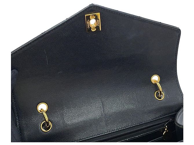 Borsa a mano Chanel nera in vitello grana grossa Nero - vista 9
