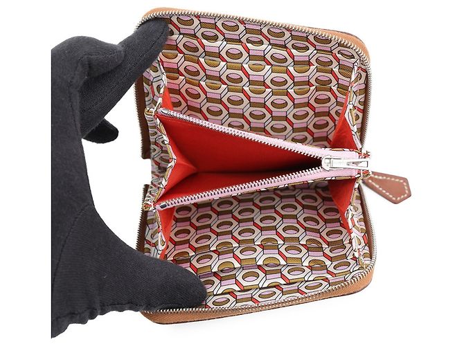 Hermès Cartera Hermes Azap Compact Silk en piel Epsom Gold Dorado - vista 4