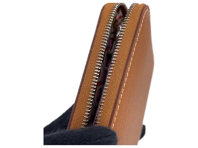 Hermès Cartera Hermes Azap Compact Silk en piel Epsom Gold Dorado - vista 8