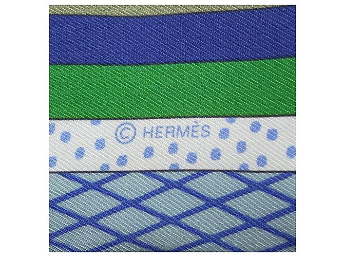 Hermès Twilly in seta Hermes Grand Theatre Nouveau Bianco Blu Verde - vista 8