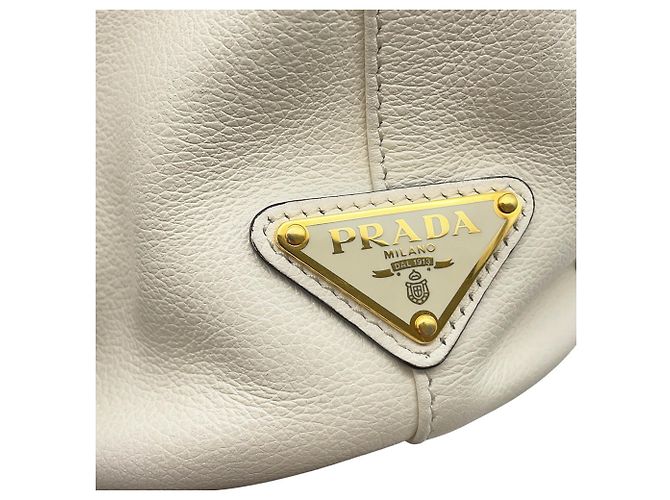 Prada Duet Triangle Lederhandtasche Weiß - Ansicht 12