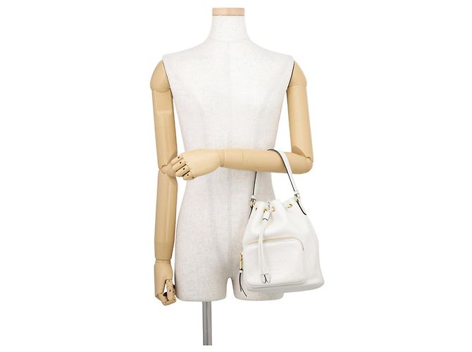 Prada Duet Triangle Lederhandtasche Weiß - Ansicht 4