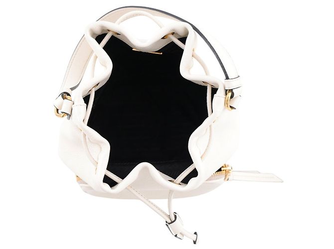 Prada Duet Triangle Lederhandtasche Weiß - Ansicht 6