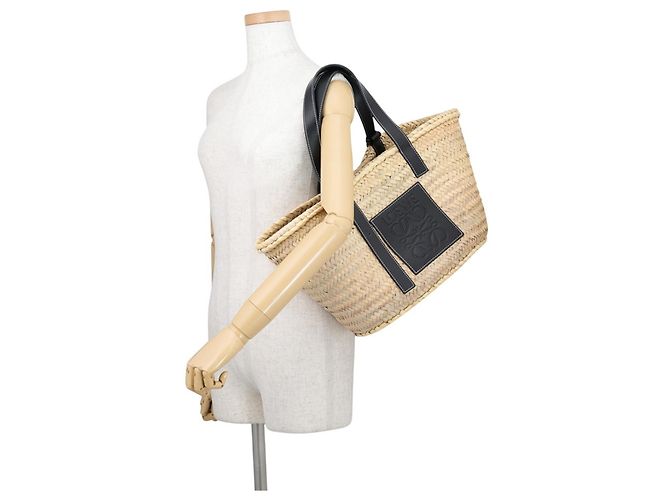 Loewe Anagram Large Raffia Tote Bag Schwarz - Ansicht 4