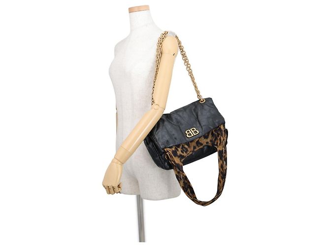 Bolsa de ombro com corrente Balenciaga em preto e castanho Marrom - vista 7