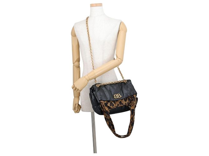 Bolsa de ombro com corrente Balenciaga em preto e castanho Marrom - vista 8