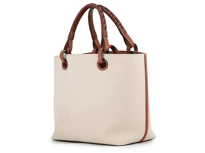 Loewe Anagram Small Shopper aus Canvas und Leder Braun Beige - Ansicht 2