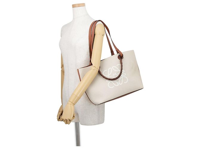 Loewe Anagram Small Shopper aus Canvas und Leder Braun Beige - Ansicht 5