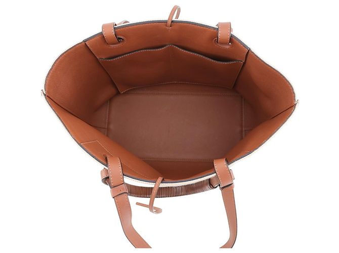 Loewe Anagram Small Shopper aus Canvas und Leder Braun Beige - Ansicht 6