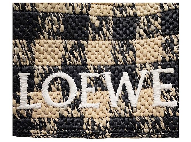 Borsa a mano Loewe Font Tote Mini in rafia Nero - vista 12