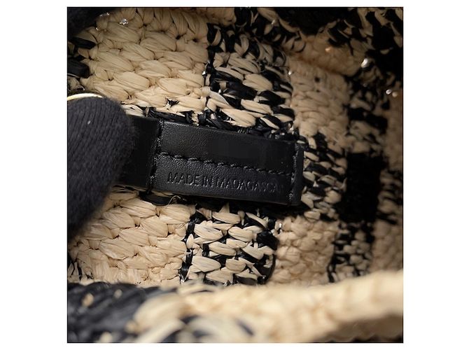 Borsa a mano Loewe Font Tote Mini in rafia Nero - vista 13