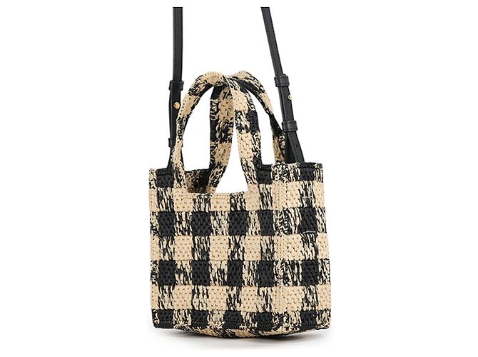 Borsa a mano Loewe Font Tote Mini in rafia Nero - vista 2