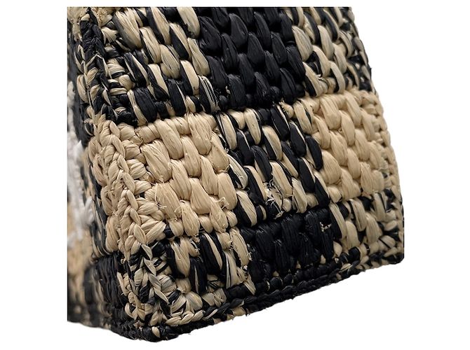 Borsa a mano Loewe Font Tote Mini in rafia Nero - vista 7