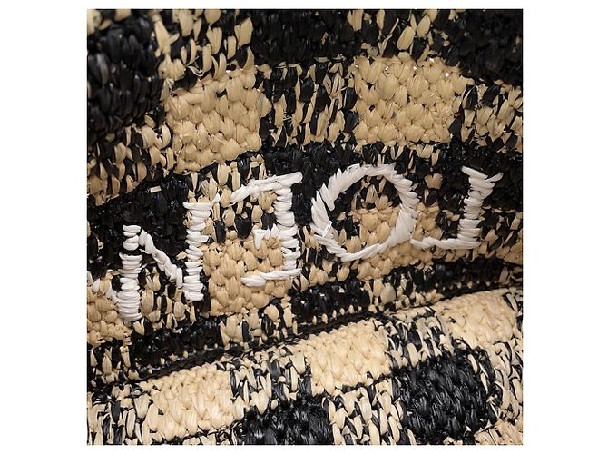 Borsa a mano Loewe Font Tote Mini in rafia Nero - vista 9