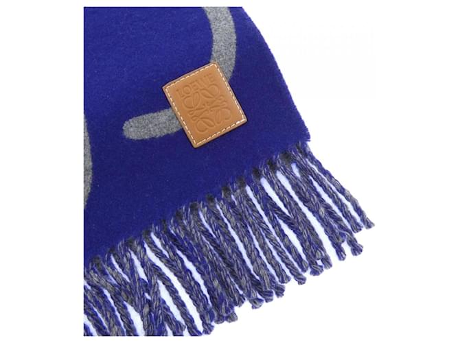 Sciarpa Loewe in cashmere blu navy e grigio Marrone - vista 2