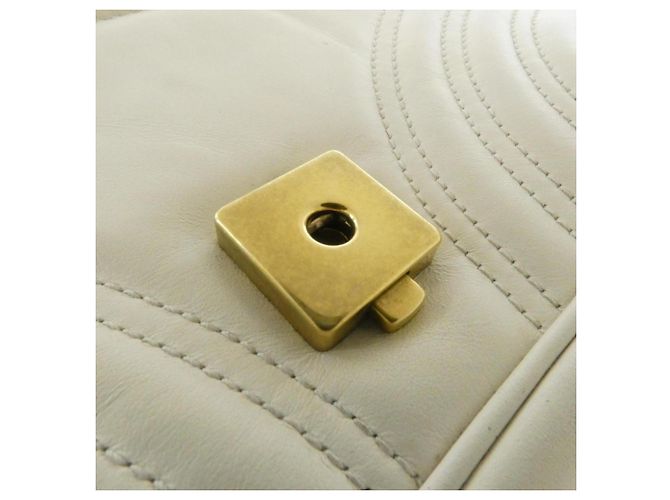 Borsa a tracolla Gucci GG Marmont 446744 DTD1T Bianco - vista 10