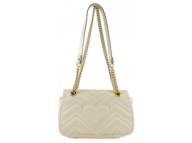 Borsa a tracolla Gucci GG Marmont 446744 DTD1T Bianco - vista 2