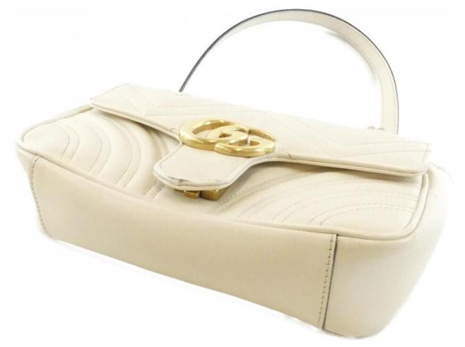 Borsa a tracolla Gucci GG Marmont 446744 DTD1T Bianco - vista 3