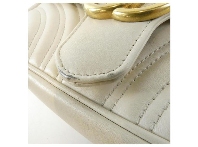 Borsa a tracolla Gucci GG Marmont 446744 DTD1T Bianco - vista 7