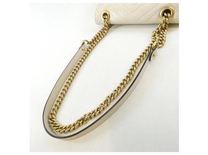 Borsa a tracolla Gucci GG Marmont 446744 DTD1T Bianco - vista 8