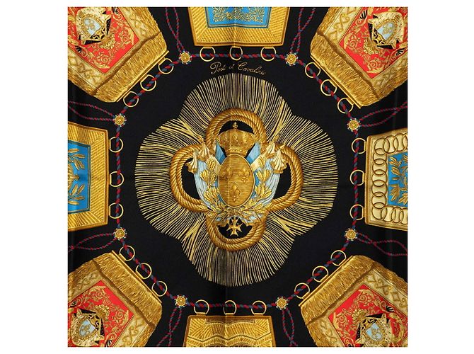 Hermès Foulard Hermes Carre 90 Poste et Cavalerie Nero - vista 3