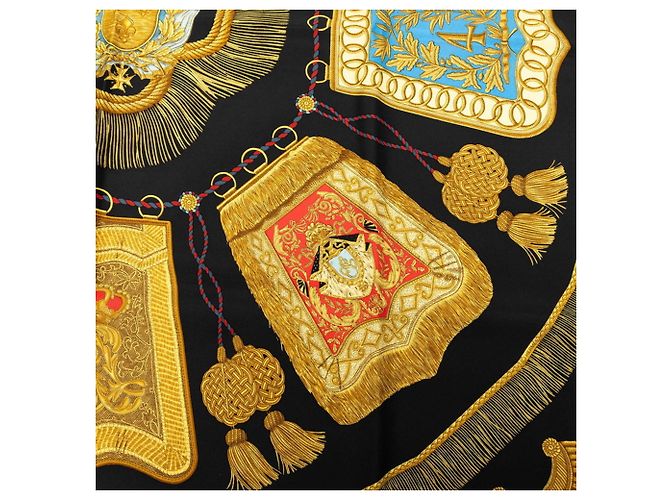 Hermès Foulard Hermes Carre 90 Poste et Cavalerie Nero - vista 4
