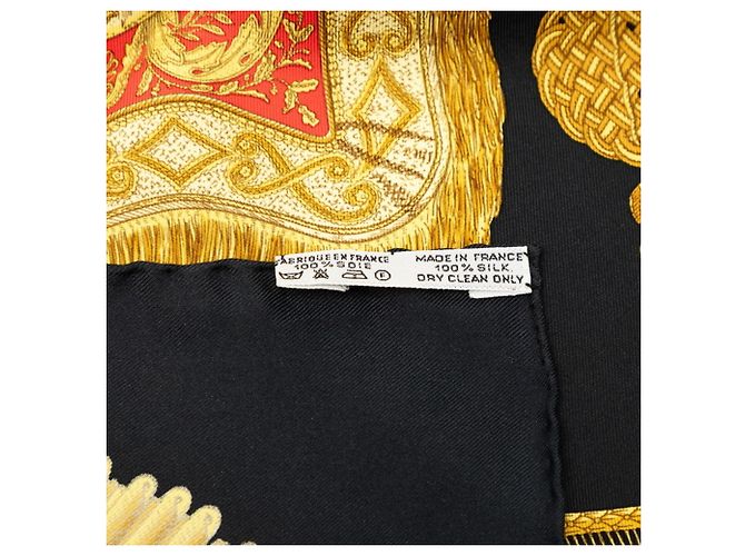 Hermès Foulard Hermes Carre 90 Poste et Cavalerie Nero - vista 7
