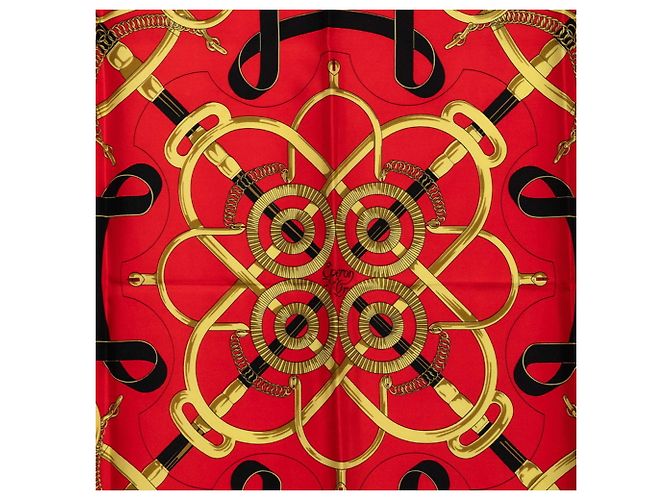 Hermès Foulard Hermes Carre 90 Eperon d'or Rosso Multicolore - vista 3