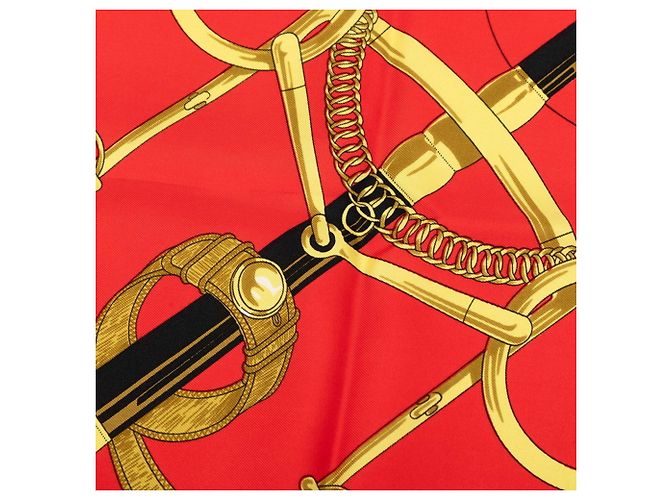 Hermès Foulard Hermes Carre 90 Eperon d'or Rosso Multicolore - vista 4