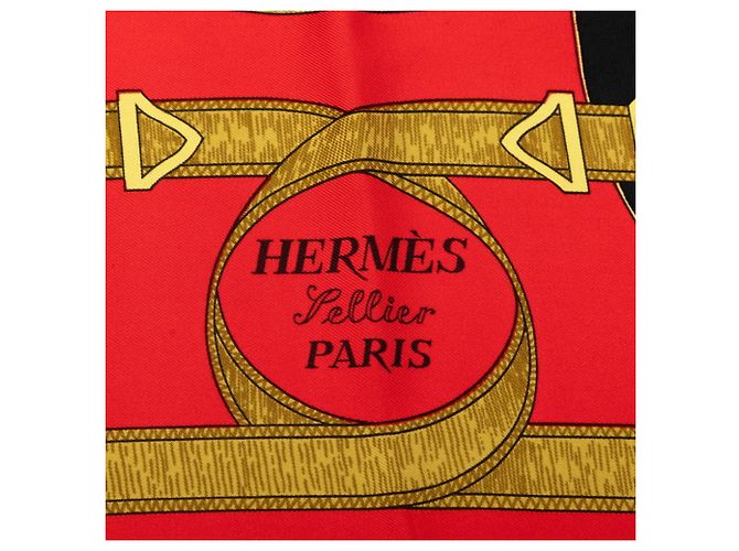 Hermès Foulard Hermes Carre 90 Eperon d'or Rosso Multicolore - vista 5