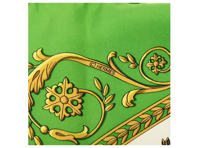 Hermès Foulard Hermes Carre 90 LA PROMENADE DE LONGCHAMPS Multicolore Verde - vista 5
