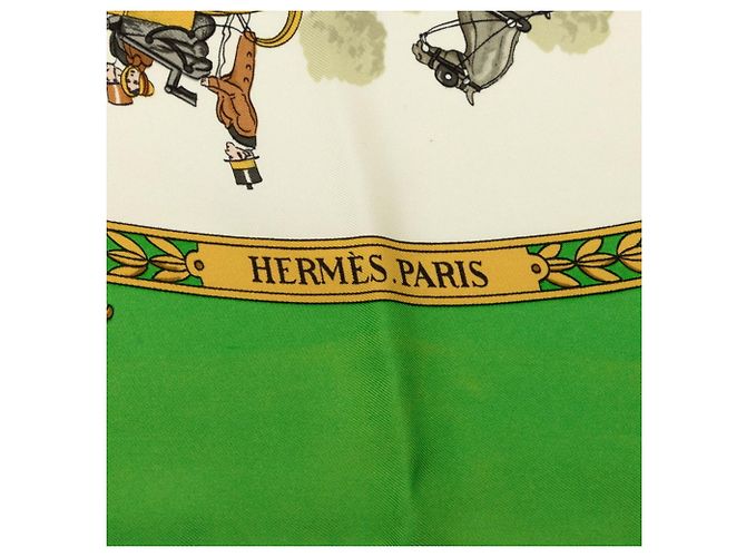 Hermès Foulard Hermes Carre 90 LA PROMENADE DE LONGCHAMPS Multicolore Verde - vista 8